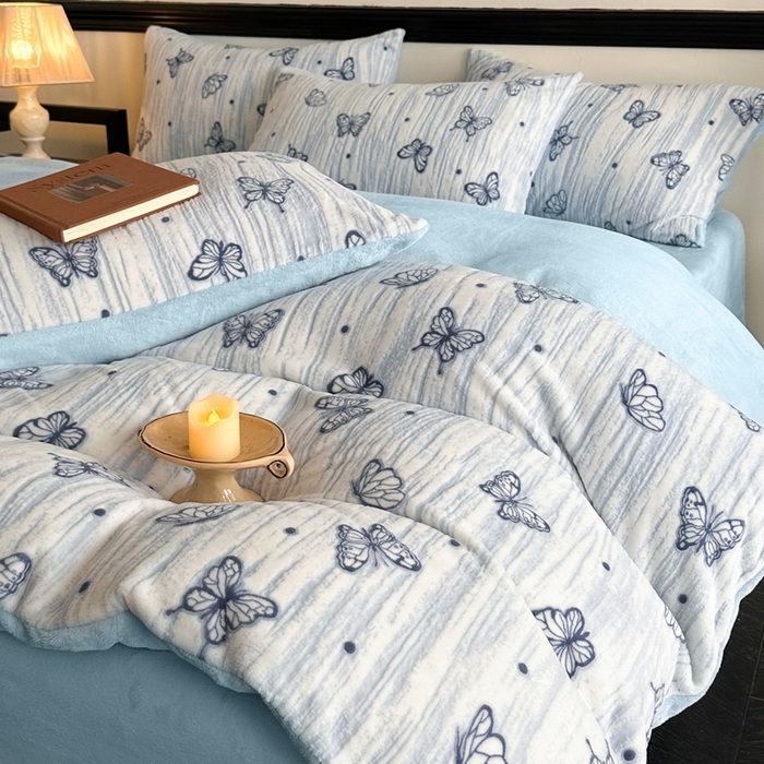 （总）梦幻之城 2025新款雕花牛奶绒系列四件套-蝶缦