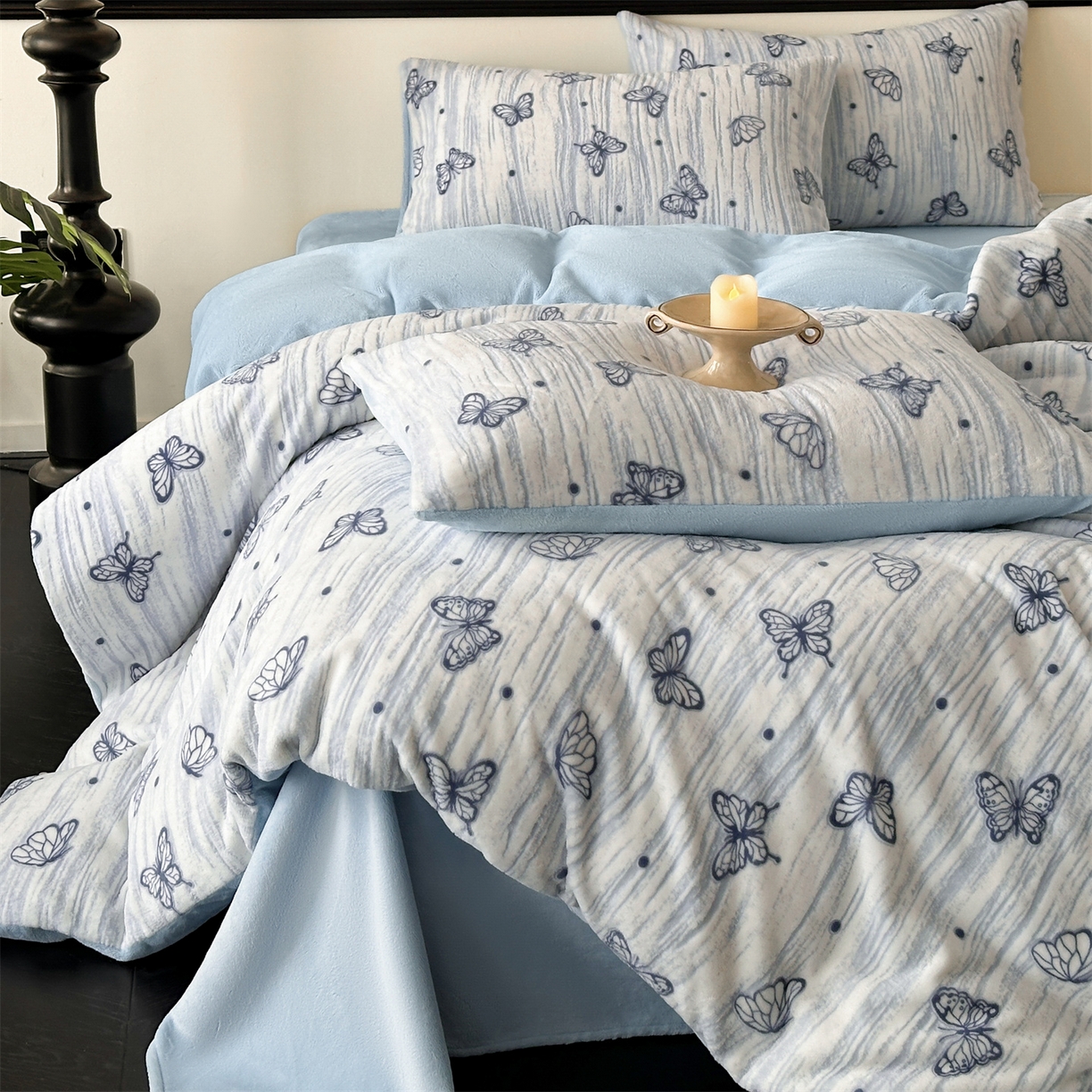 91家纺网 家纺一手货源 找家纺 （总）梦幻之城 2025新款雕花牛奶绒系列四件套-蝶缦