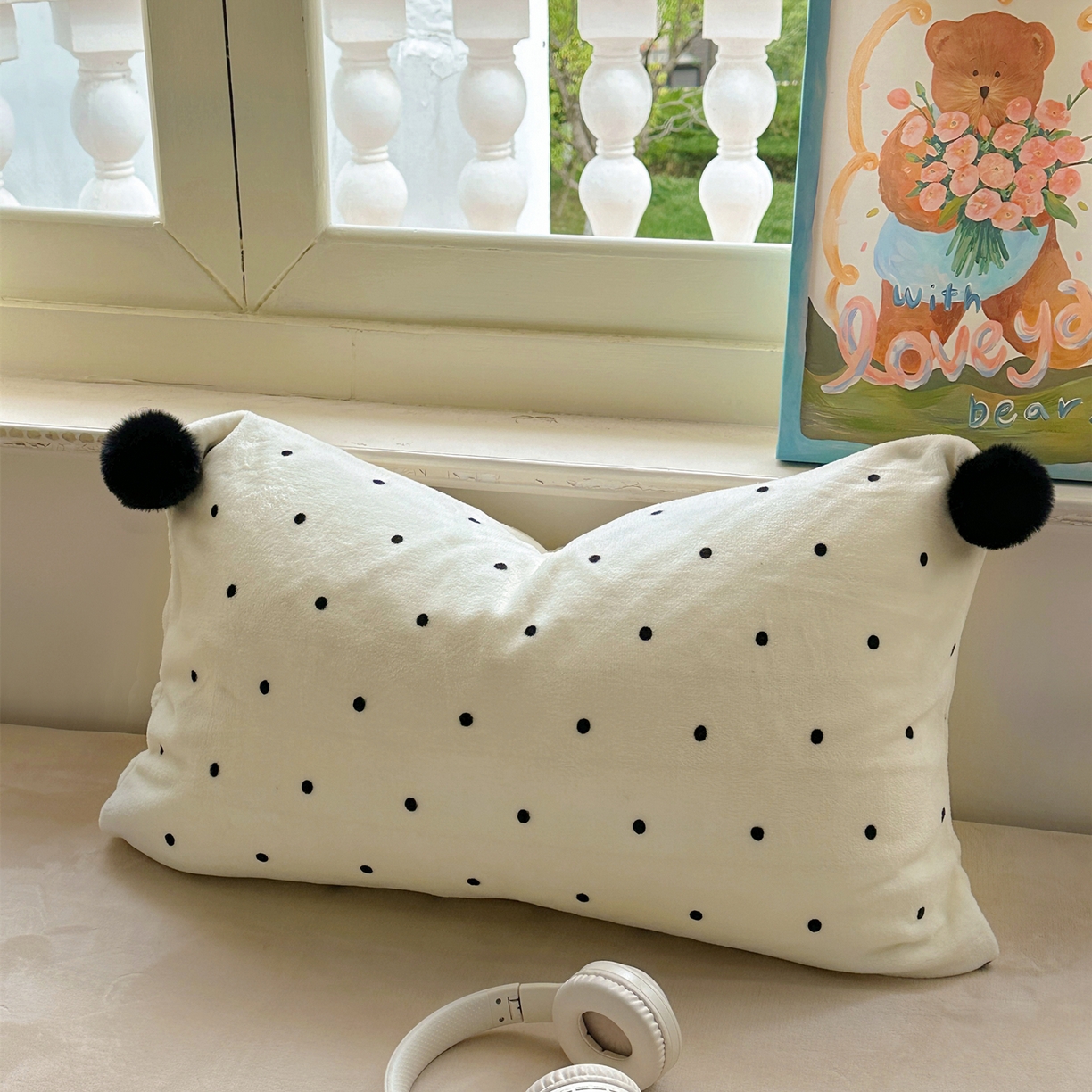 91家纺网 家纺一手货源 找家纺 丽涵家纺 2025秋冬新品混搭波点牛奶绒四件套三件套-拍摄风格二 波点-奶白