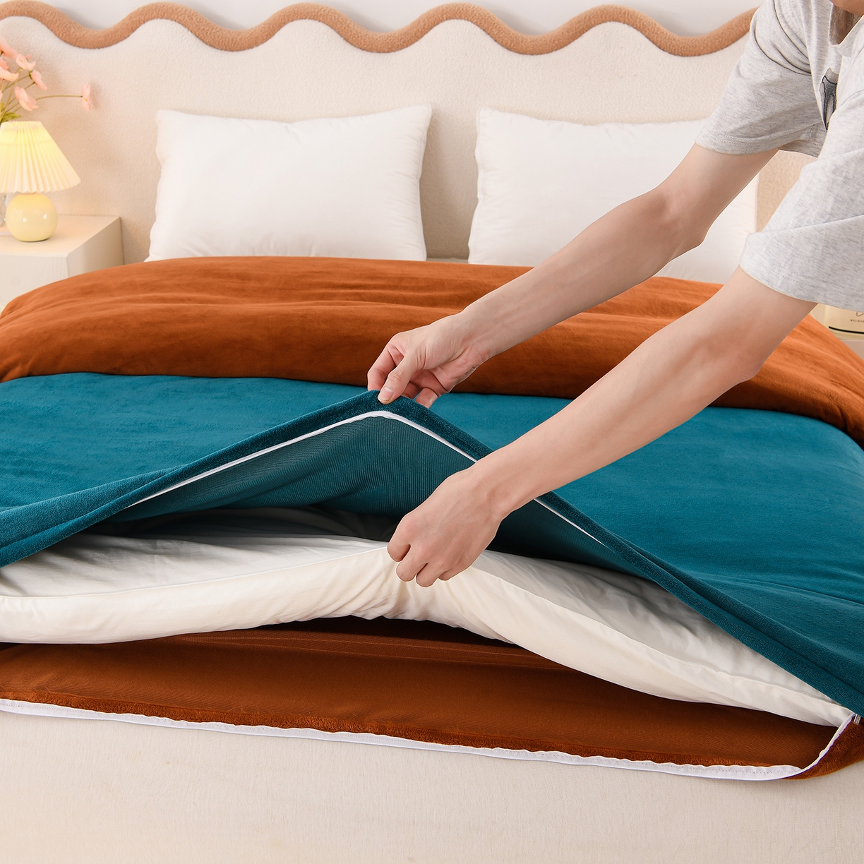 91家纺网 家纺一手货源 找家纺 锦逸家居 2025新款可拆卸牛奶绒羽丝棉冬被被子被芯 可拆洗-帝王蓝