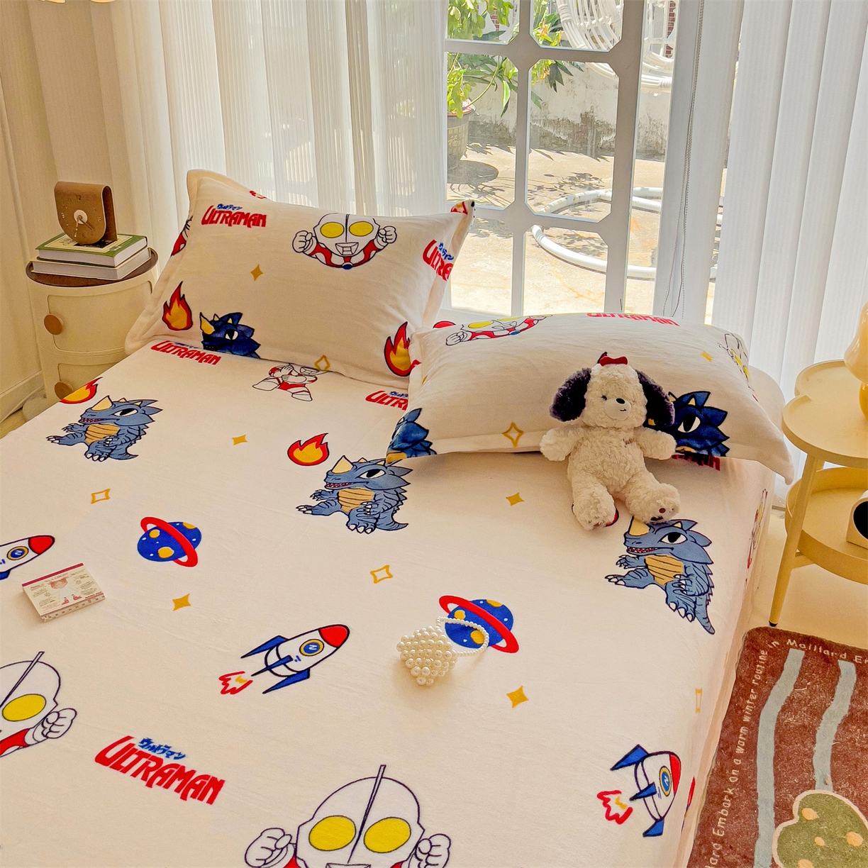 91家纺网 家纺一手货源 找家纺 名兮-2025经典奥特曼-三丽鸥高克重印花牛奶绒床笠 奥特超人