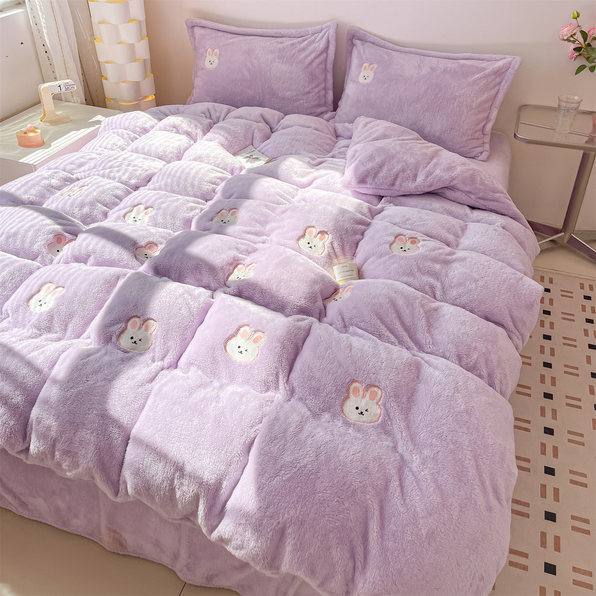 91家纺网 家纺一手货源 找家纺 （总）梦幻之城 2025新款北极绒绣花系列四件套-萌宠