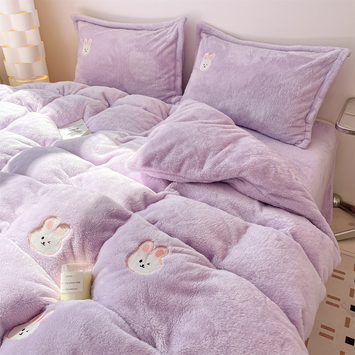 91家纺网 家纺一手货源 找家纺 （总）梦幻之城 2025新款北极绒绣花系列四件套-萌宠