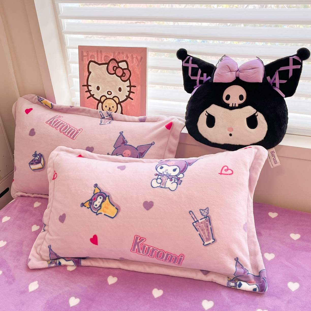 91家纺网 家纺一手货源 找家纺 （总）暮思家居 2025新款三丽鸥正版授权少女可爱卡通加厚牛奶绒羊羔绒毛毯多功能四季毛毯四件套