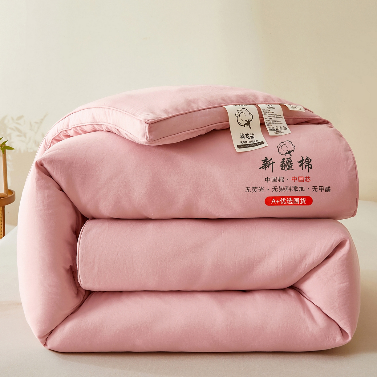 逸居家纺 2025新款A类立体新疆棉花被子被芯 立体棉花被 温柔粉