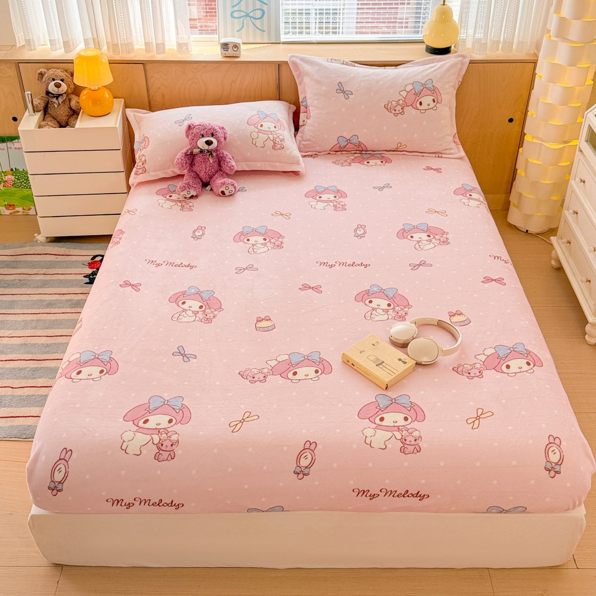 名兮-2025经典奥特曼-三丽鸥高克重印花牛奶绒床笠 点点美乐蒂