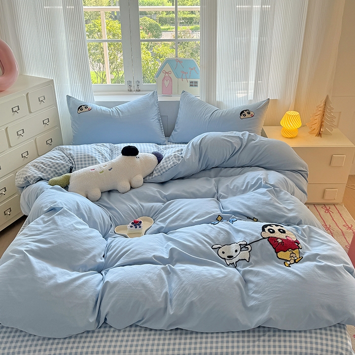 沃朴家居 2025新款萌趣水洗棉毛巾绣四件套 调皮小新