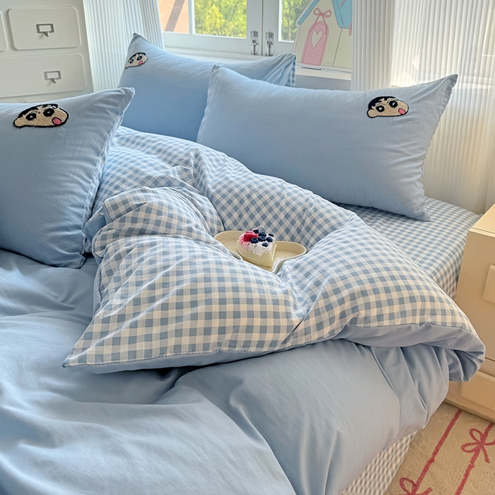 91家纺网 家纺一手货源 找家纺 沃朴家居 2025新款萌趣水洗棉毛巾绣四件套 调皮小新