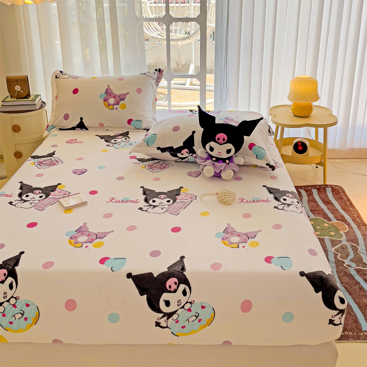 91家纺网 家纺一手货源 找家纺 名兮-2025经典奥特曼-三丽鸥高克重印花牛奶绒床笠 多彩库洛米