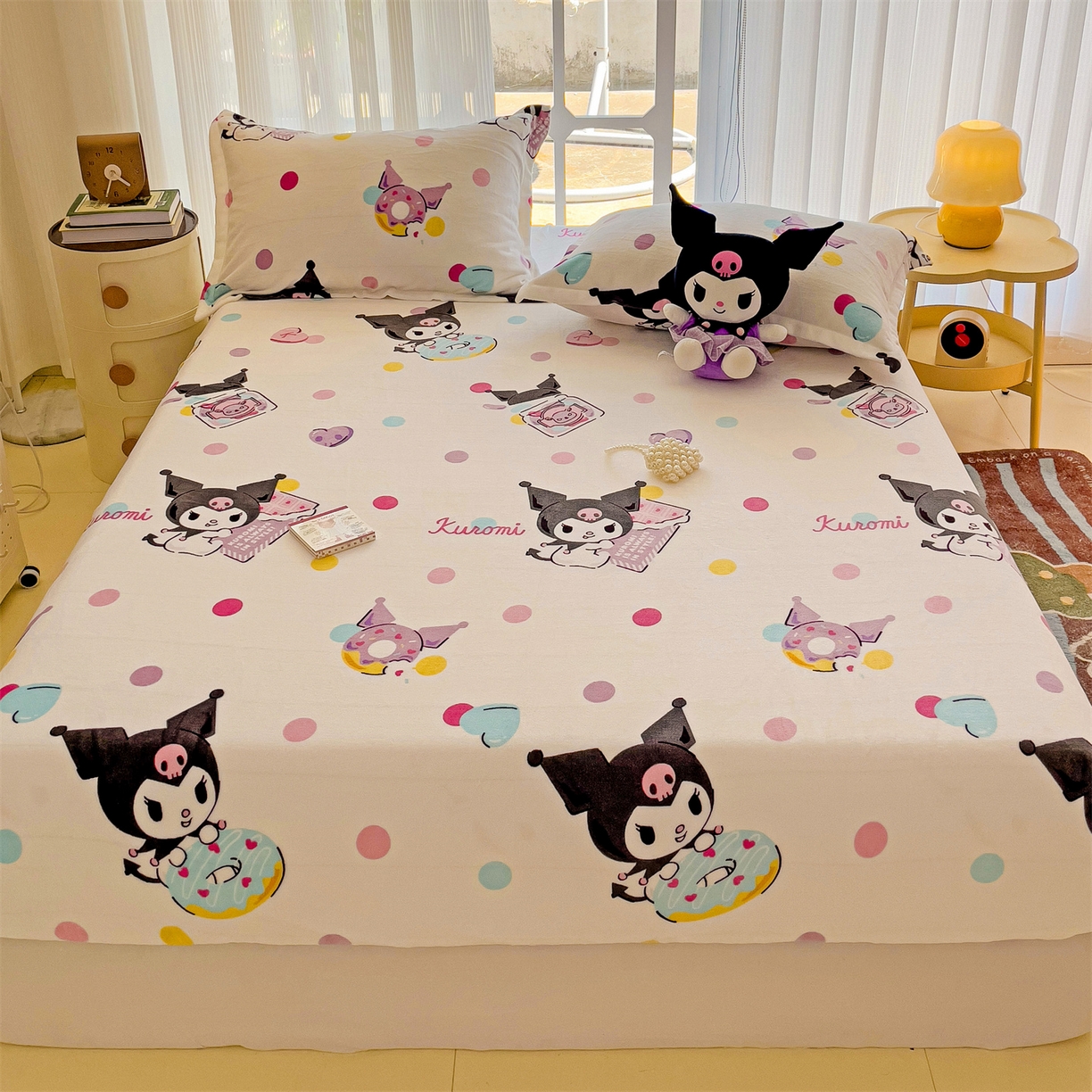 91家纺网 家纺一手货源 找家纺 名兮-2025经典奥特曼-三丽鸥高克重印花牛奶绒床笠 多彩库洛米