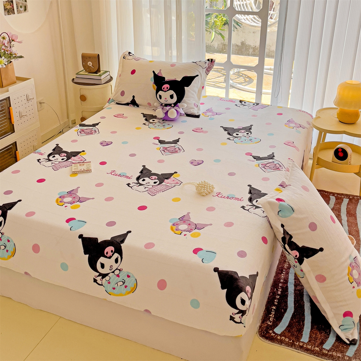 91家纺网 家纺一手货源 找家纺 名兮-2025经典奥特曼-三丽鸥高克重印花牛奶绒床笠 多彩库洛米