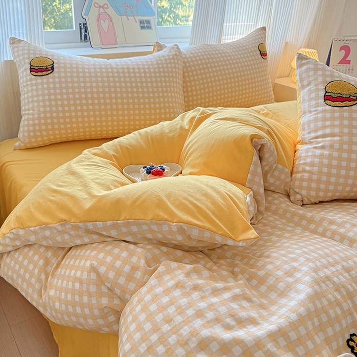 91家纺网 家纺一手货源 找家纺 沃朴家居 2025新款萌趣水洗棉毛巾绣四件套 海绵宝宝