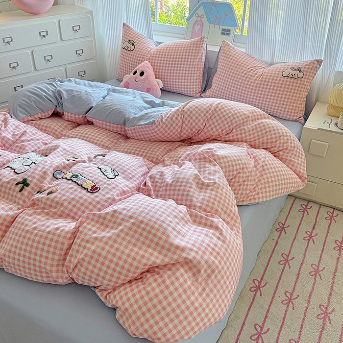 91家纺网 家纺一手货源 找家纺 沃朴家居 2025新款萌趣水洗棉毛巾绣四件套 开心狗狗