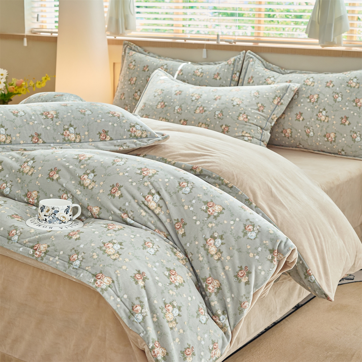 喜四方 2025新款超细旦婴儿宝宝绒印花四件套 秘境-绿