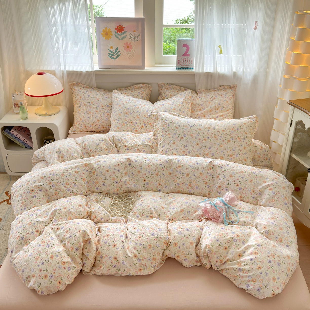 91家纺网 家纺一手货源 找家纺 （总）德比尔斯 2025新款爆款韩国小布袋古法水洗棉云感棉四件套