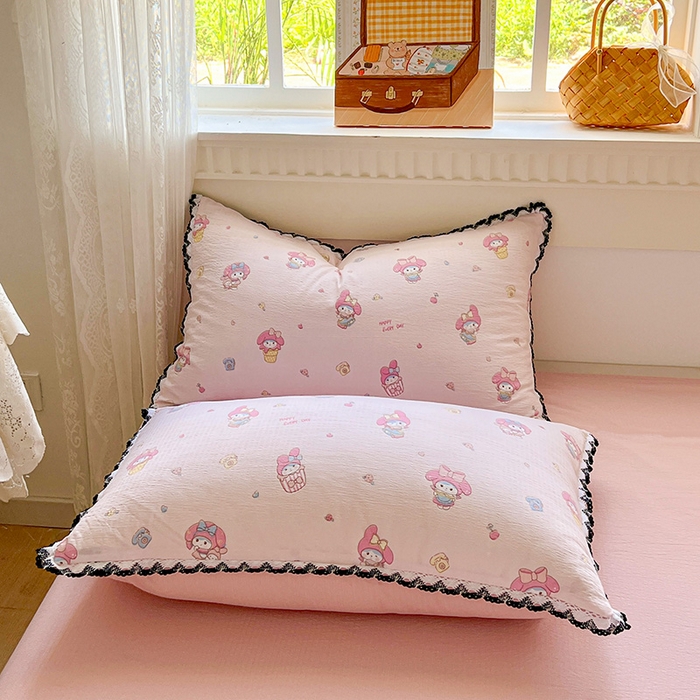 91家纺网 家纺一手货源 找家纺 （总）鑫利来家纺 2025新款云感皱皱纱枕套镂空花边单品枕套