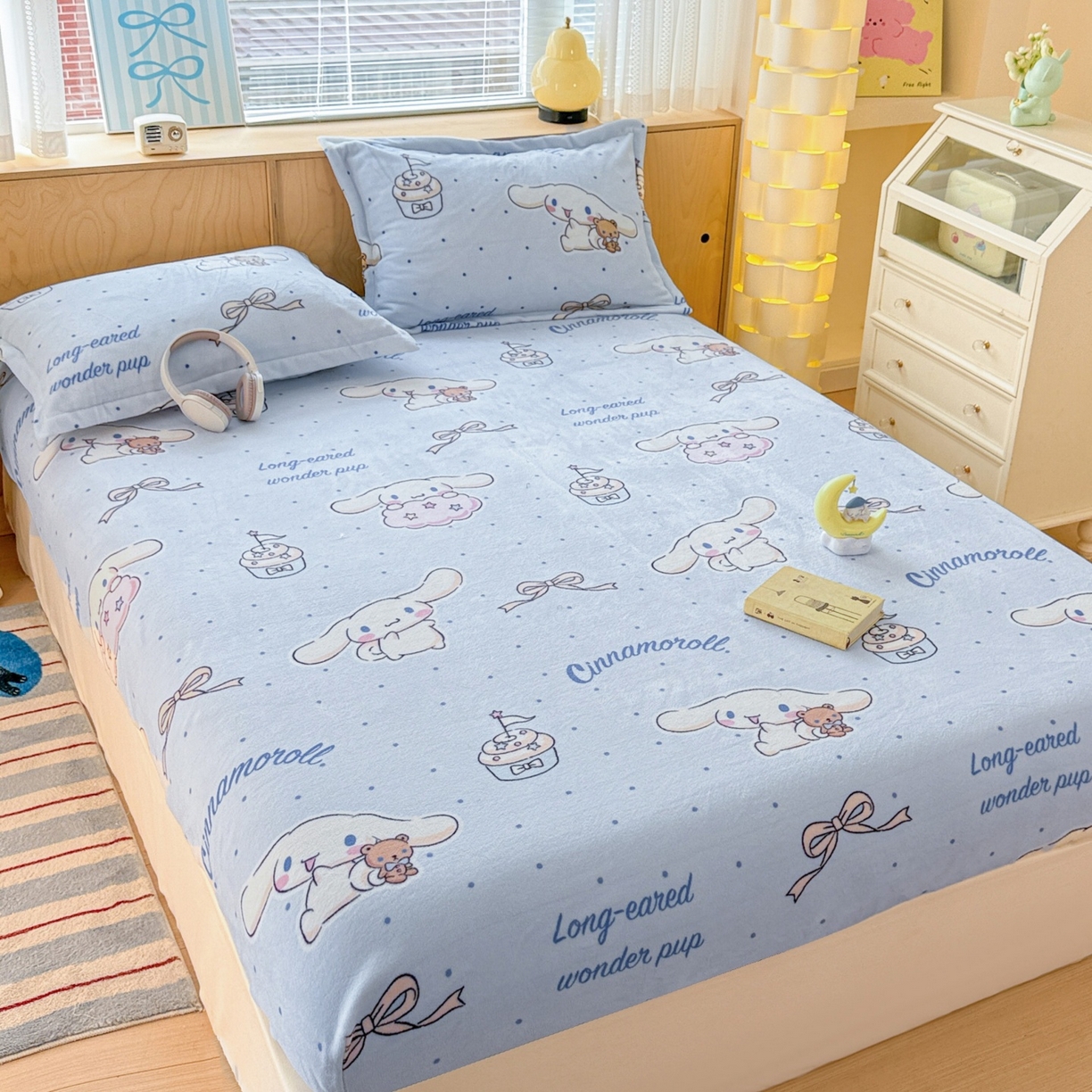 91家纺网 家纺一手货源 找家纺 名兮-2025经典奥特曼-三丽鸥高克重印花牛奶绒床笠 甜品大耳狗