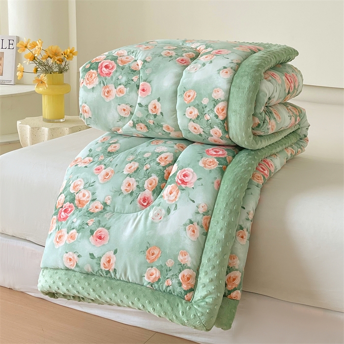 91家纺网 家纺一手货源 找家纺 云家 2025新款豆豆绒被子被芯夏凉被空调被四季被 甜蔷薇