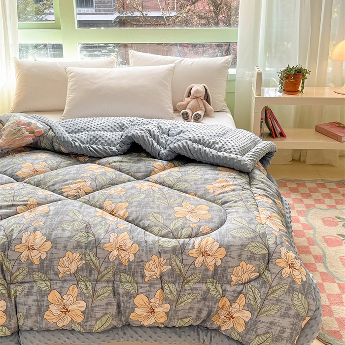 91家纺网 家纺一手货源 找家纺 云家 2025新款豆豆绒被子被芯夏凉被空调被四季被 花开富贵