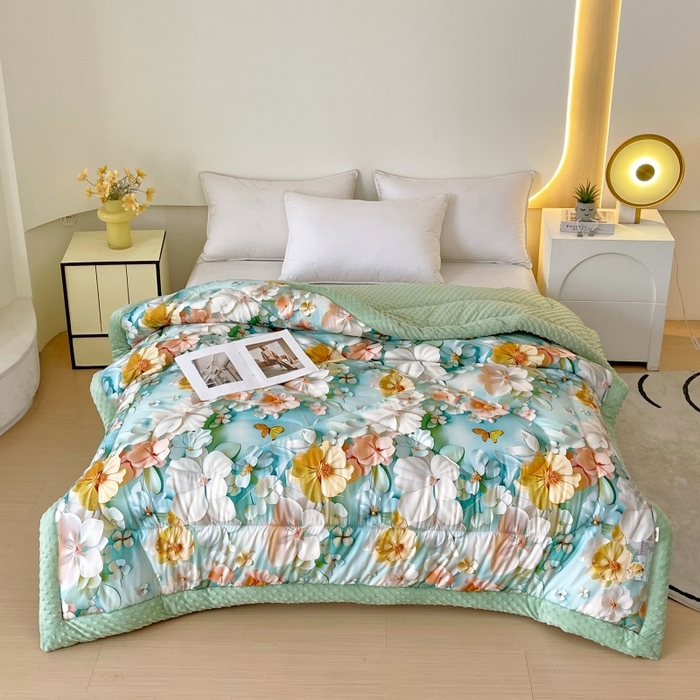 91家纺网 家纺一手货源 找家纺 云家 2025新款豆豆绒被子被芯夏凉被空调被四季被 繁花绮梦