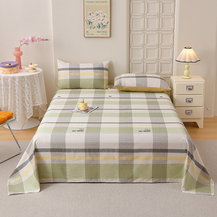 91家纺网 家纺一手货源 找家纺 （总）宇彬家纺 2025直播新款13070全棉纯棉印花双人单床单枕套三件套喷气小清新简约学生被单