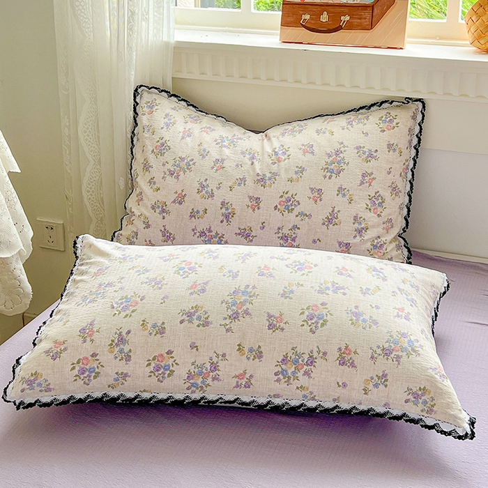 91家纺网 家纺一手货源 找家纺 （总）逸林家纺《原希尔顿逸林》 2025新款皱皱纱枕套镂空花边单品枕套