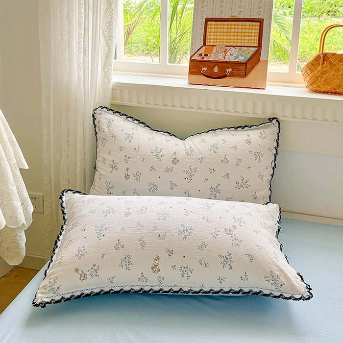 91家纺网 家纺一手货源 找家纺 （总）逸林家纺《原希尔顿逸林》 2025新款皱皱纱枕套镂空花边单品枕套