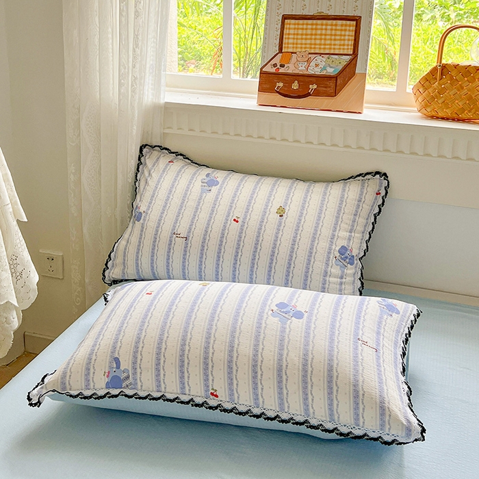 逸林家纺《原希尔顿逸林》 2025新款皱皱纱枕套镂空花边单品枕套 墩撴小象