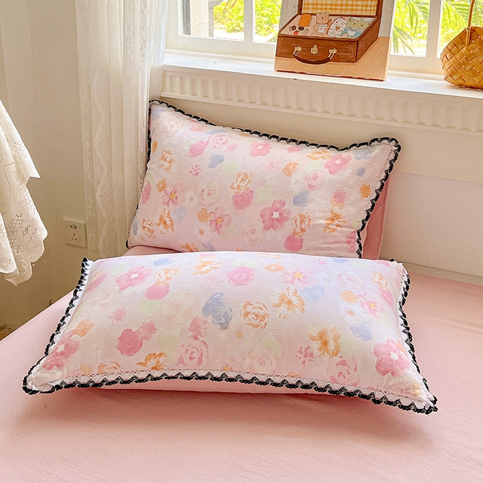 逸林家纺《原希尔顿逸林》 2025新款皱皱纱枕套镂空花边单品枕套 春风里