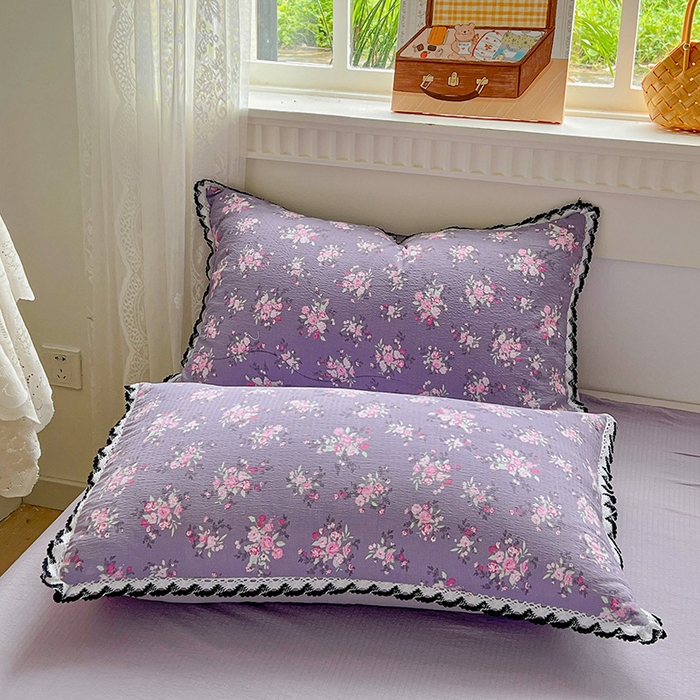 逸林家纺《原希尔顿逸林》 2025新款皱皱纱枕套镂空花边单品枕套 豆蔻