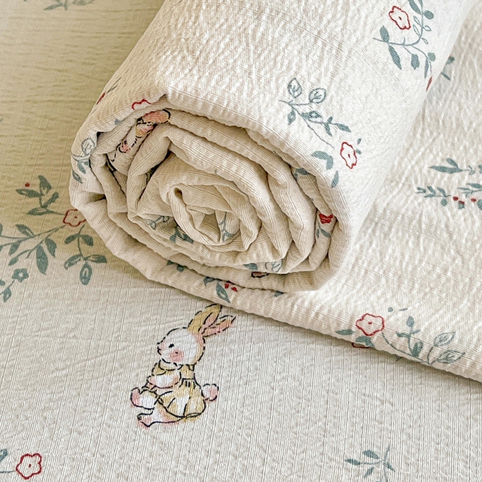 91家纺网 家纺一手货源 找家纺 逸林家纺《原希尔顿逸林》 2025新款皱皱纱枕套镂空花边单品枕套 花间兔