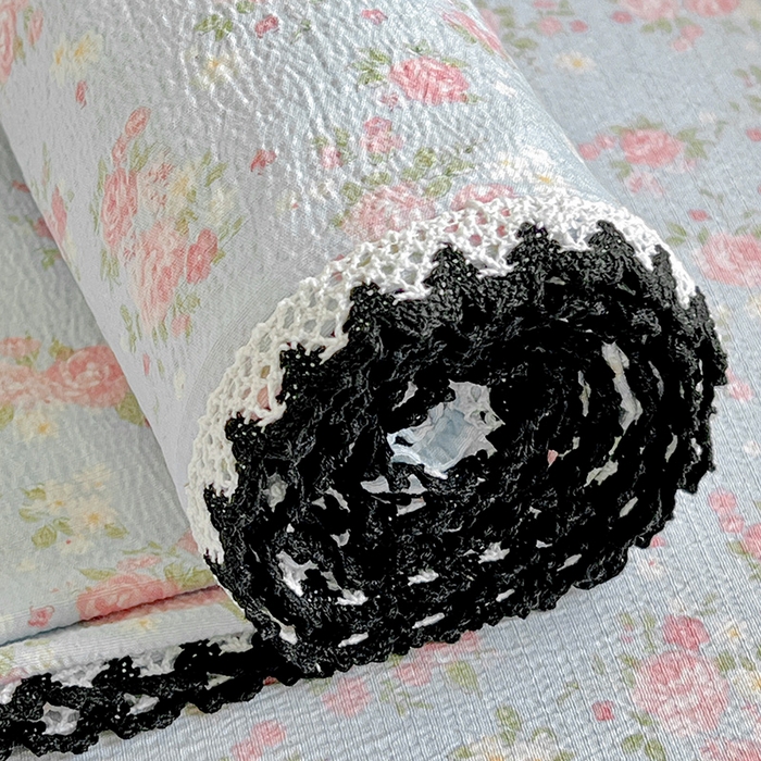 91家纺网 家纺一手货源 找家纺 逸林家纺《原希尔顿逸林》 2025新款皱皱纱枕套镂空花边单品枕套 粉黛-蓝