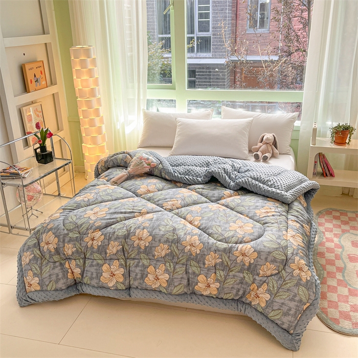 91家纺网 家纺一手货源 找家纺 云家 2025新款豆豆绒被子被芯夏凉被空调被四季被 花开富贵