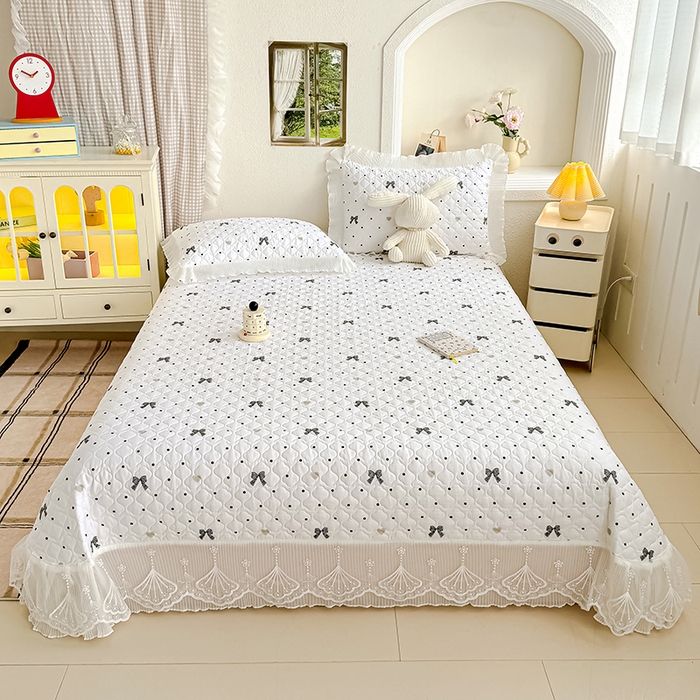 91家纺网 家纺一手货源 找家纺 冬然 2024新款全棉床盖纯棉床盖夹棉床单全棉床单纯棉床单 波点情节