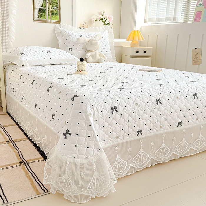 91家纺网 家纺一手货源 找家纺 冬然 2024新款全棉床盖纯棉床盖夹棉床单全棉床单纯棉床单 波点情节