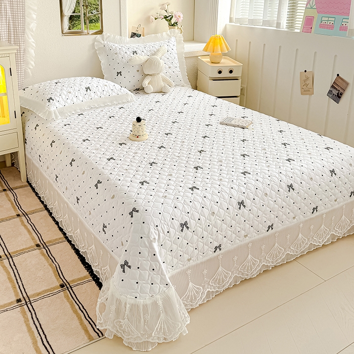 91家纺网 家纺一手货源 找家纺 冬然 2024新款全棉床盖纯棉床盖夹棉床单全棉床单纯棉床单 波点情节