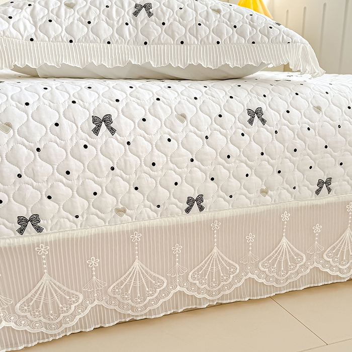 91家纺网 家纺一手货源 找家纺 冬然 2024新款全棉床盖纯棉床盖夹棉床单全棉床单纯棉床单 波点情节