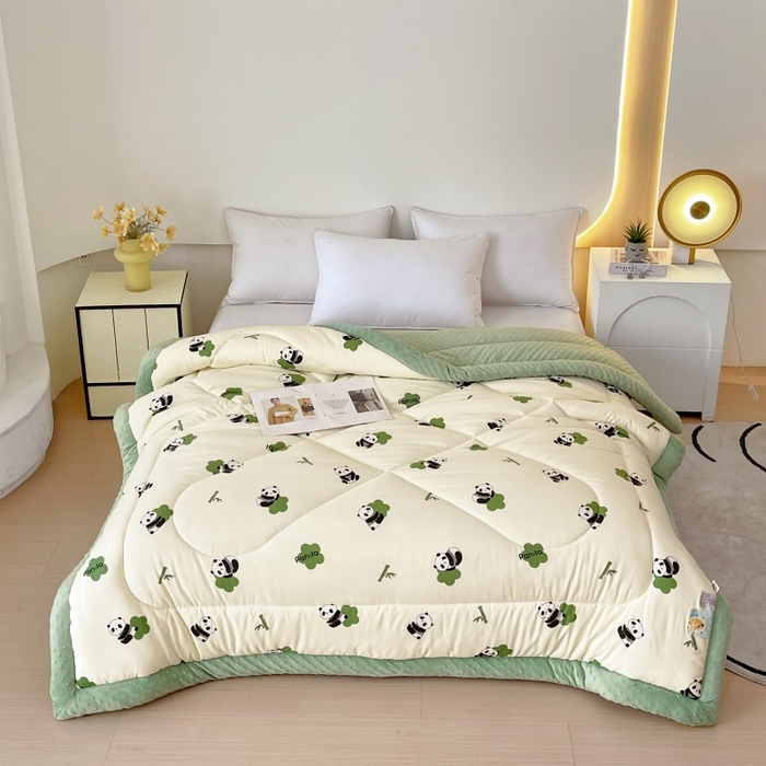 91家纺网 家纺一手货源 找家纺 云家 2025新款豆豆绒被子被芯夏凉被空调被四季被 熊猫萌趣