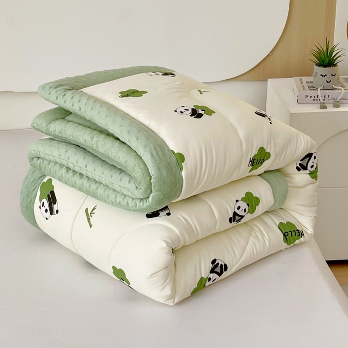 91家纺网 家纺一手货源 找家纺 云家 2025新款豆豆绒被子被芯夏凉被空调被四季被 熊猫萌趣