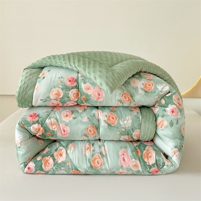 91家纺网 家纺一手货源 找家纺 云家 2025新款豆豆绒被子被芯夏凉被空调被四季被 甜蔷薇