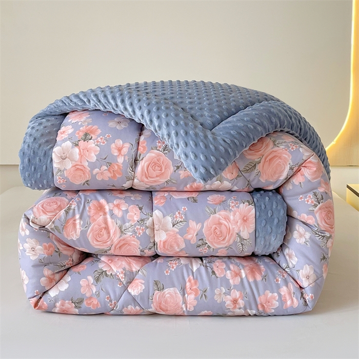 91家纺网 家纺一手货源 找家纺 云家 2025新款豆豆绒被子被芯夏凉被空调被四季被 玫瑰恋曲