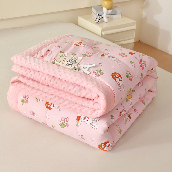 91家纺网 家纺一手货源 找家纺 云家 2025新款豆豆绒被子被芯夏凉被空调被四季被 田园兔