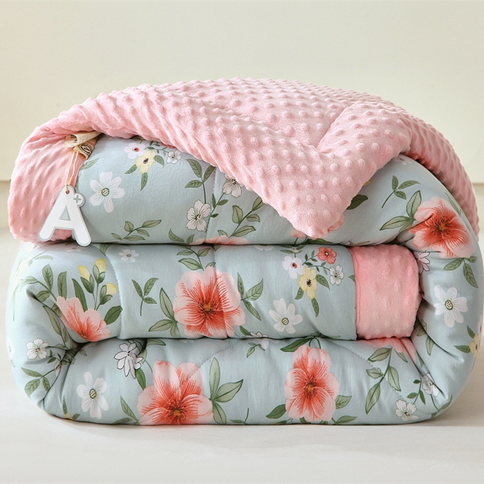 91家纺网 家纺一手货源 找家纺 云家 2025新款豆豆绒被子被芯夏凉被空调被四季被 花知韵