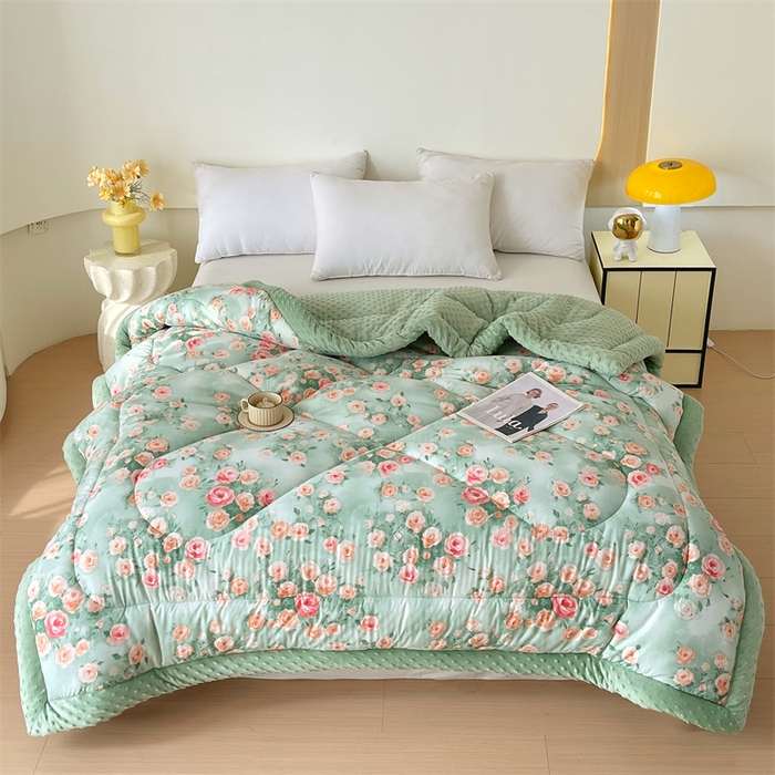 91家纺网 家纺一手货源 找家纺 云家 2025新款豆豆绒被子被芯夏凉被空调被四季被 甜蔷薇