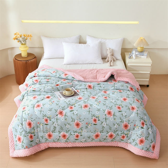 91家纺网 家纺一手货源 找家纺 云家 2025新款豆豆绒被子被芯夏凉被空调被四季被 花知韵