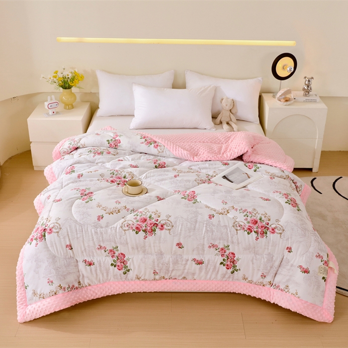 91家纺网 家纺一手货源 找家纺 云家 2025新款豆豆绒被子被芯夏凉被空调被四季被 花语