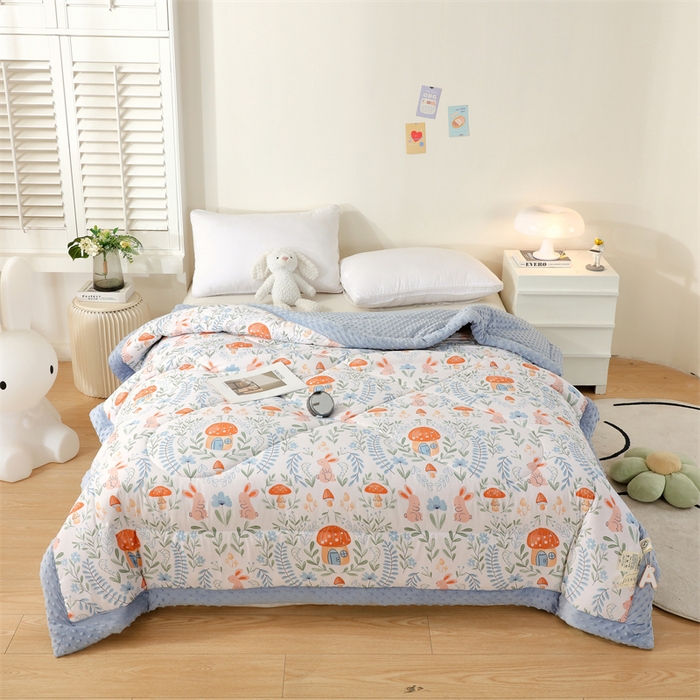 91家纺网 家纺一手货源 找家纺 云家 2025新款豆豆绒被子被芯夏凉被空调被四季被 梦归田园