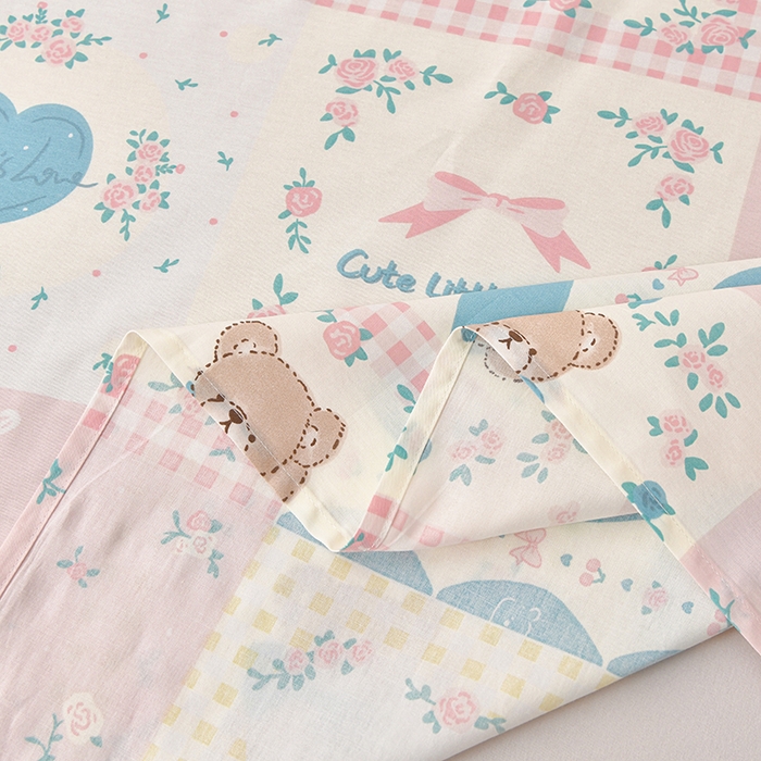 91家纺网 家纺一手货源 找家纺 宇彬家纺 2025直播新款13070全棉纯棉印花双人单床单枕套三件套喷气小清新简约学生被单 春日游园