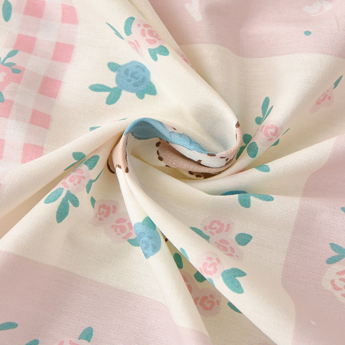 91家纺网 家纺一手货源 找家纺 宇彬家纺 2025直播新款13070全棉纯棉印花双人单床单枕套三件套喷气小清新简约学生被单 春日游园