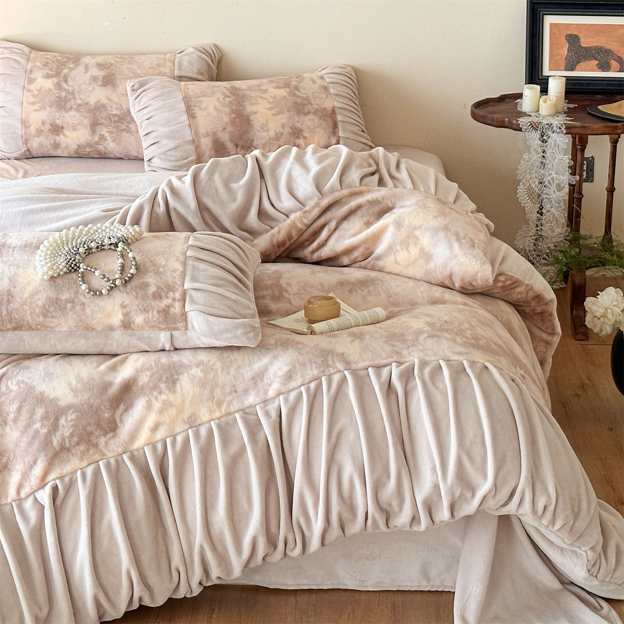 91家纺网 家纺一手货源 找家纺 （总）奥裕家纺 2025新款法式雪貂牛奶绒四件套